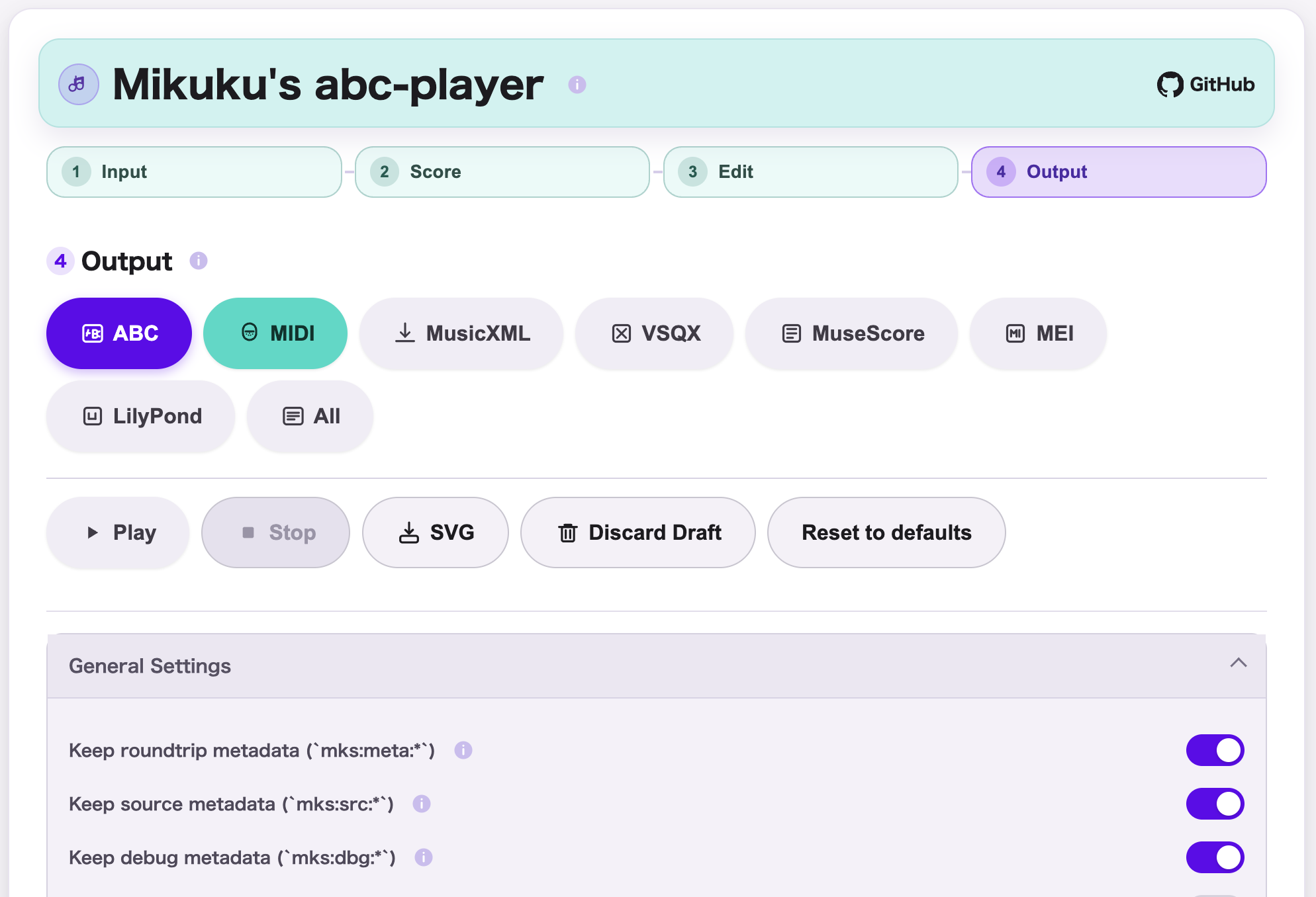 abc-player output screen